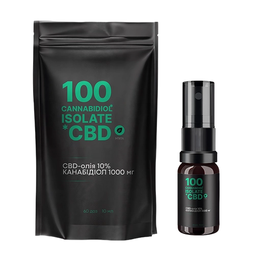 CBD isolate-олія 10%, 1000 мг, 60 доз, 10 мл, м'ята 1
