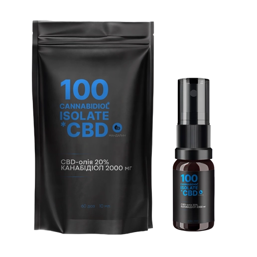 CBD isolate-олія 20%, 2000 мг, 60 доз, 10 мл, мандарин 1